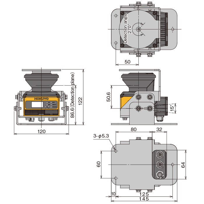 UAM-05LECA-T301 [Connection at the bottom] (with Base Bracket & Cover Bracket)